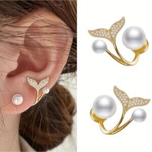 Pearl Mermaid Tail Shaped Stud Fashion Earrings